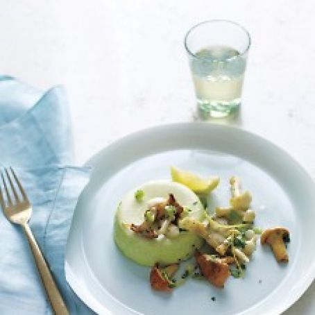 PEA FLAN with WILD MUSHROOMS